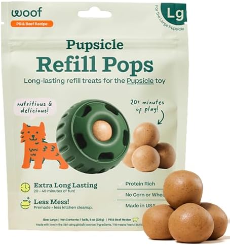 WOOF Pupsicle Peanut Butter & Beef Refill Pops Dog Treats, Large, 7 Count by Woof