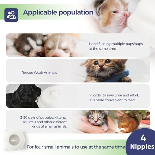 200ml Silicone Multi-Pet Milk Feeder with 4 Nipples(White) - Image 4