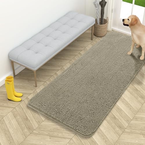 OLANLY Dog Door Mat for Muddy Paws 54x24, Super Absorbent Chenille Mud Mat by OLANLY