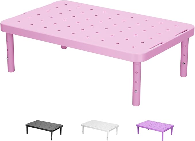 WALI Computer Monitor Stand for Desk, Adjustable Laptop Riser, Desk Monitor Stand Underneath Storage for Office, Home, School Supplies (PTT001-P), 1 Pack, Pink by WALI