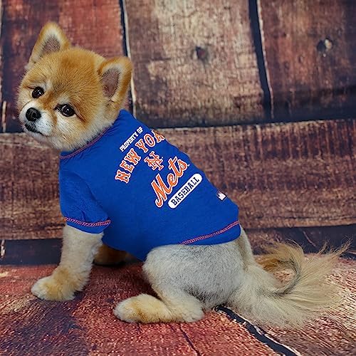 MLB New York Mets Dog T-Shirt, Medium. - Licensed Shirt for Pets Team Colored with Team Logos. - Premium Stretchable Materials for The Comfort of Your Dog & cat. - Image 2