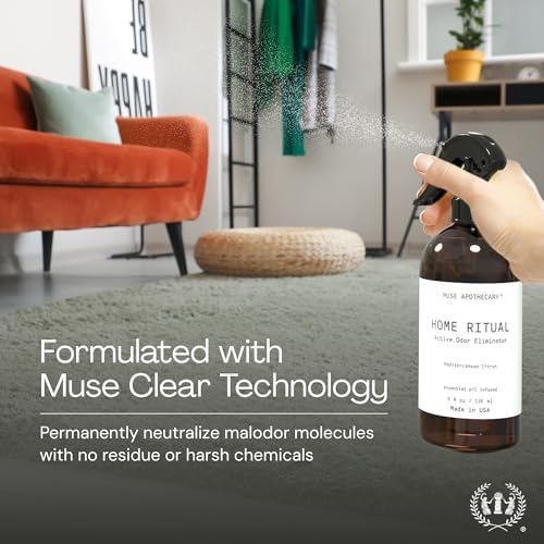 Muse Apothecary Home Ritual Active Odor Eliminator Spray - Furniture Deodorizer Spray & Bathroom Odor Eliminator for Home - Essential Oil Air Freshener - 8oz, Fresh Linen - Image 3