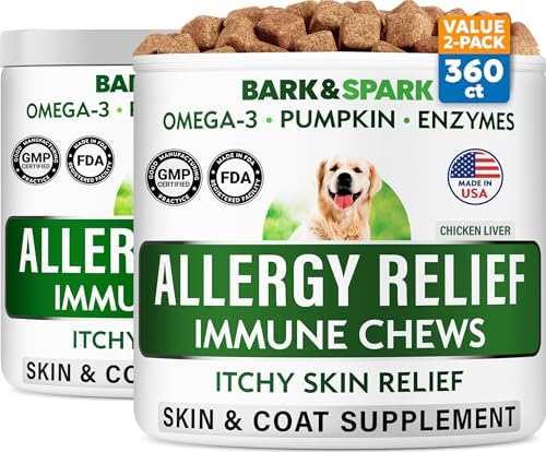 Dog Allergy Relief Chews - Skin Health & Anti-Itch Supplement with Omega-3 by BARKSPARK