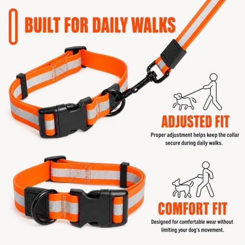 Reflective Small Dog Collar and Leash Set, Waterproof PVC Puppy Collar and Leash Adjustable Walking Set for Medium Large Dogs, 4.9FT Easy Clean Pet Sets - Image 4