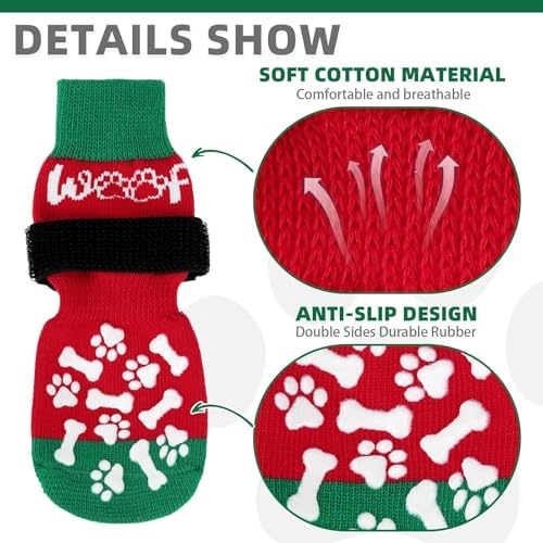 KOOLTAIL Anti Slip Dog Socks for Hot/Cold Pavement to Prevent Licking Paws, Dog Boots&Paw Protector with Grippers for Hardwood Floors, Traction Control No Twist Booties for Small Medium Large Dogs - Image 3