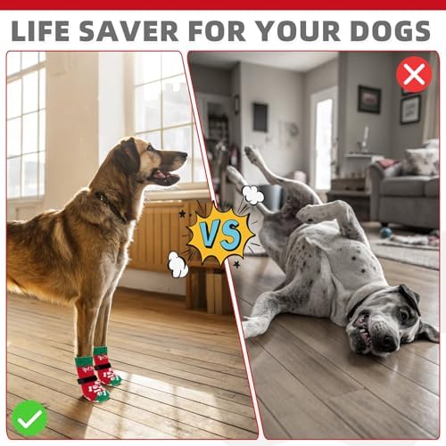 KOOLTAIL Anti Slip Dog Socks for Hot/Cold Pavement to Prevent Licking Paws, Dog Boots&Paw Protector with Grippers for Hardwood Floors, Traction Control No Twist Booties for Small Medium Large Dogs - Image 4
