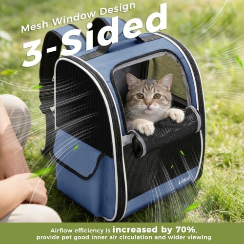 Lekereise Dog Carrier Backpack for Small Medium Dogs Cats up to 18 lbs, Breathable Pet Backpack Carrier with 3 Entrances, Collapsible Cat Backpack Carrier, Travel Hiking Puppy Backpack - Image 2