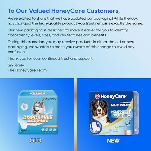 HONEY CARE All-Absorb A24 Male Dog Wrap, 50 Count, Large - Image 2