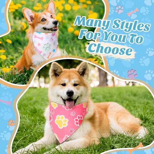 Weewooday 50 Pcs Paw Print Dog Bandanas Bulk for Party, 25.6x17.7x17.7in - Image 2
