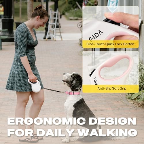 Fida Retractable Dog Leash X-Small Breed, 10 ft Durable Pet Walking Leash for Extra Small Dogs/Cats/Small Animals up to 18 lbs, 360° Tangle Free, White - Image 5