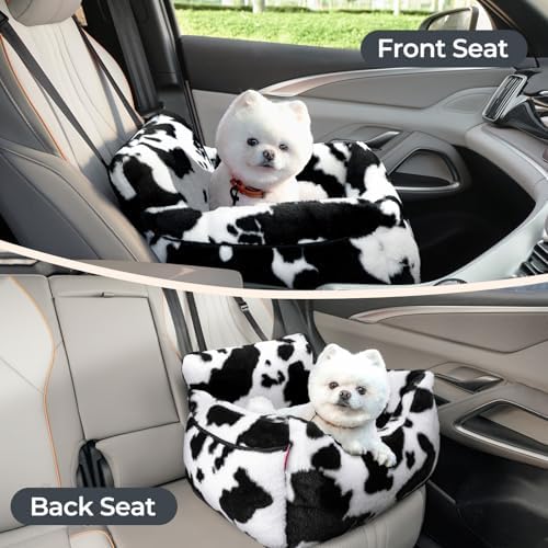 BurgeonNest Dog Car Seat for Small Dogs & Cats Under 25 lbs, Milk Cow - Image 3