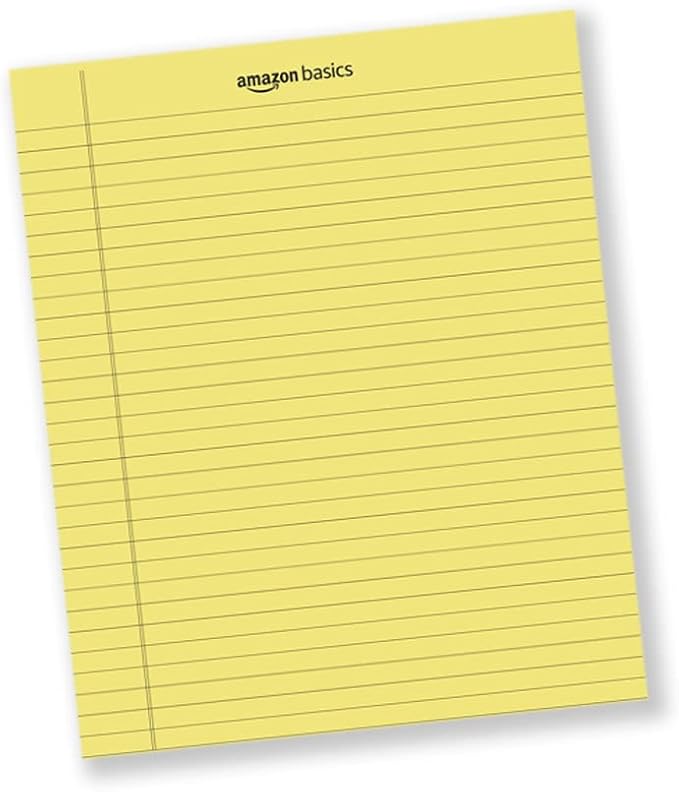 Amazon Basics Legal/Wide Ruled 8.5 x 11.75 inch Legal Pad, Canary, 72 Count (Pack of 12), 50 sheets per pad, 6 packs per carton - Image 2