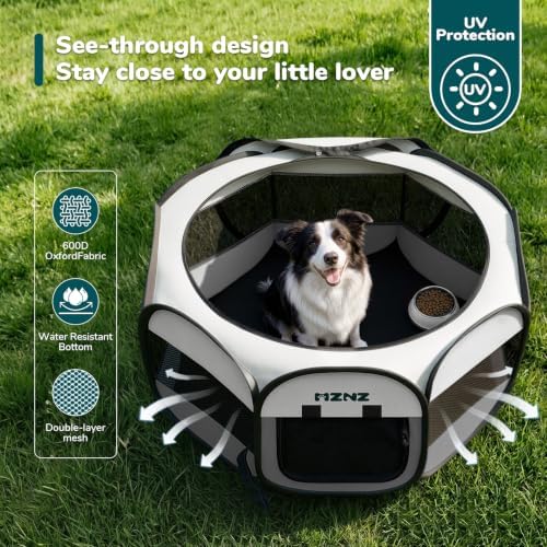 Dog Playpen, Portable Puppy Pet Crate Indoors for Small/Medium/Large Dogs Cats Rabbits, Foldable Dog Cage Enclosure for Outdoor, Pop Up Dogs Tent Kennel with Carrying Case, Light Grey - Image 6