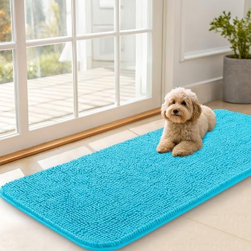OLANLY Dog Door Mat for Muddy Paws 47x20, Super Absorbent Chenille Mud Mat by OLANLY