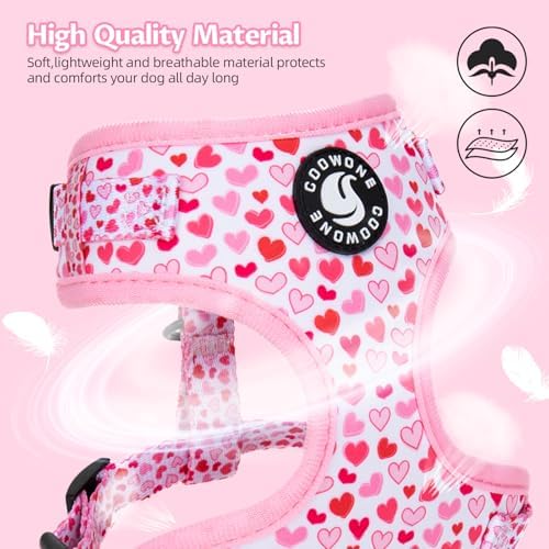 Dog Harness and Leash Set, Adjustable Dog Harness, Dog Leash, No Pull No Choke Puppy Harnesses for Walking Training for Small, Medium Pet (Little Love, M(Chest 17.7-23.1", Neck 13.4-16.4")) - Image 3