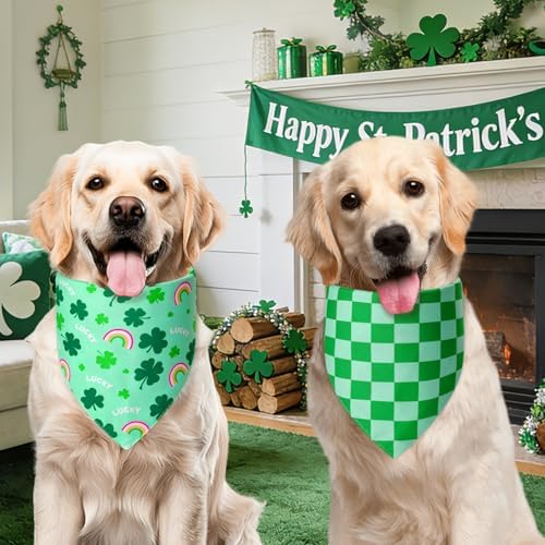 St. Patrick's Day Dog Bandanas Small 3PCS, Green Scarf for Boy Girl - Image 5