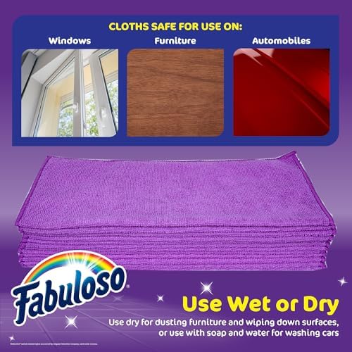 Fabuloso Microfiber Cleaning Cloths, Purple, 13x13 in, 12 Count - Image 6