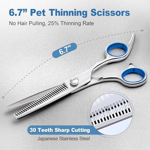 Gimars Titanium Coated Professional 6 in 1 4CR Stainless Steel Dog Grooming Scissors with Safety Round Tip, Heavy Duty Pet Grooming Scissor for Dogs, Cats and Other Animals - Image 6