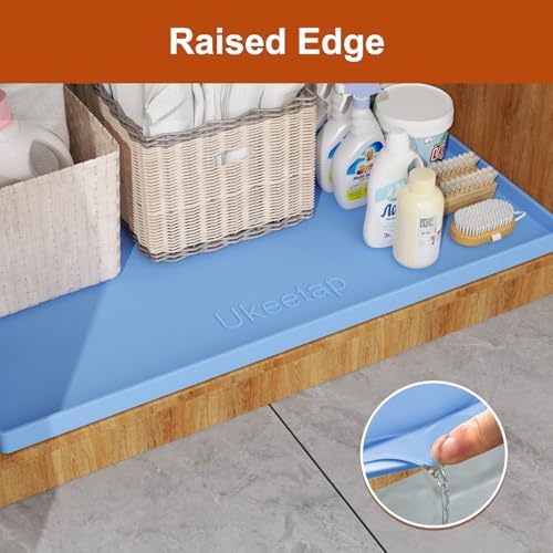 22" x 19" Extra Thick Silicone Mat Waterproof with Raised Edge, Blue - Image 3