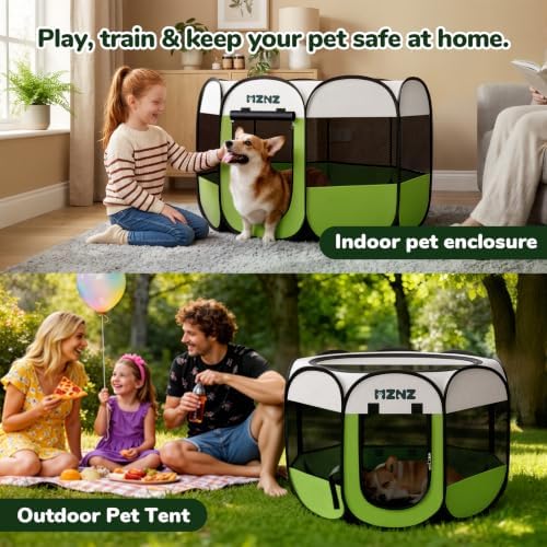 Dog Cat Small Animal Puppy Playpen Crate, Medium, Green - Image 5