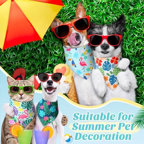 Weewooday 50 Pcs Hawaiian Dog Bandanas Bulk for Dogs Soft Bibs Adjustable Triangle Pet Bandana for Small Medium Large Costume(Hawaii Pattern, 25.6 x 17.7 x 17.7 Inch) - Image 2