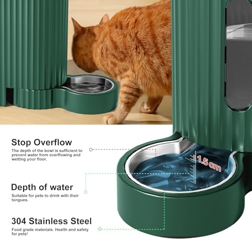 Gravity Automatic Cat Feeder, Water & Food Dispenser Set, Stainless Bowls - Image 5