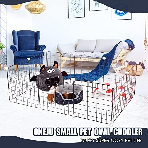 Guinea Pig Bed, Oval Cuddler, Removable Pad, Polyester, Ideal for Small Pets, Cuddle Cup Shape, Dark Blue, Leaf Pattern - Image 7