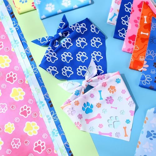 Weewooday 50 Pcs Paw Print Dog Bandanas Bulk for Party, 25.6x17.7x17.7in - Image 5