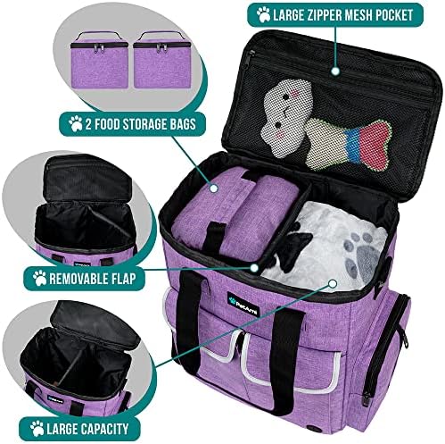 PetAmi Dog Travel Bag Organizer, Pet Supplies Diaper Tote, Purple - Image 5
