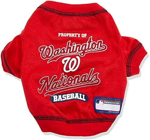 MLB Washington Nationals Dog T-Shirt, Medium. - Licensed Shirt for Pets Team Colored with Team Logos. - Premium Stretchable Materials for The Comfort of Your Dog & cat. - Image 2