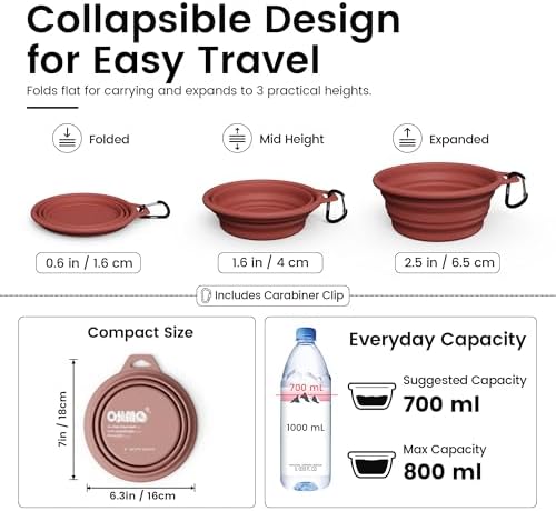 OHMO Large Collapsible Dog Bowls for Travel, 27oz, 2pcs, Coral&Brick Red - Image 3