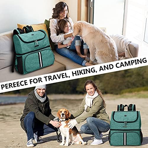 BAGLHER Pet Travel Bag, Double-Layer Pet Supplies Backpack (for All Pet Travel Supplies), Pet Travel Backpack with 2 Silicone Collapsible Bowls and 2 Food Baskets Green - Image 7