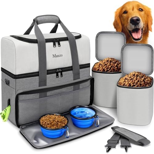 Mancro Dual Layers Dog Travel Bag, Dog Mom Gifts, Road Trip Essentials by Mancro