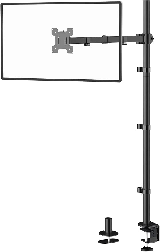 WALI Single Monitor Stand Desk Mount, Tall Monitor Stand Fully Adjustable with 39” Height Pole, Articulating Arm for Computer Screen up to 38 inch, 22lbs (M001XXL), Black by WALI