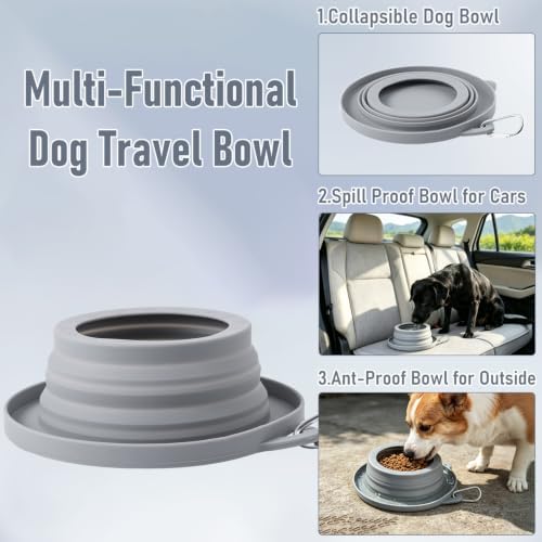 Spill Proof Dog Water Bowl for Car Road Trip, Collapsible Pet Travel Bowl - Image 3