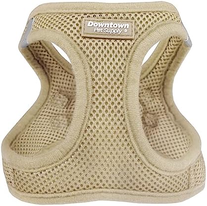Downtown Pet Supply Step-in Dog Harness – No Pull, Adjustable Padded Mesh with Reflective Trim, Secure Buckle Strap – Comfortable & Breathable Small Dog Harness, Small, Khaki by DowntownPetSupply