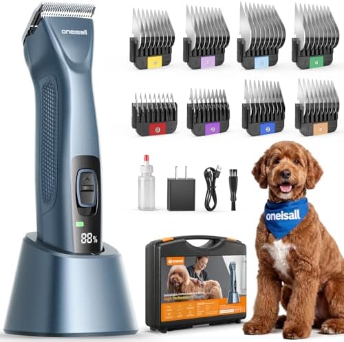 oneisall Professional Dog Clippers 8 Metal Combs with Carring Case by oneisall