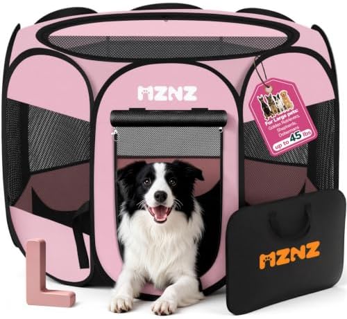 Dog Cat Small Animal Puppy Playpen Crate, Large, Whole Pink by MZNZ