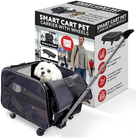 dbest products Pet Smart Cart, Medium, Black, Rolling Carrier with wheels soft sided collapsible Folding Travel Bag, Dog Cat Airline Approved Tote Luggage backpack by dbestproductsInc