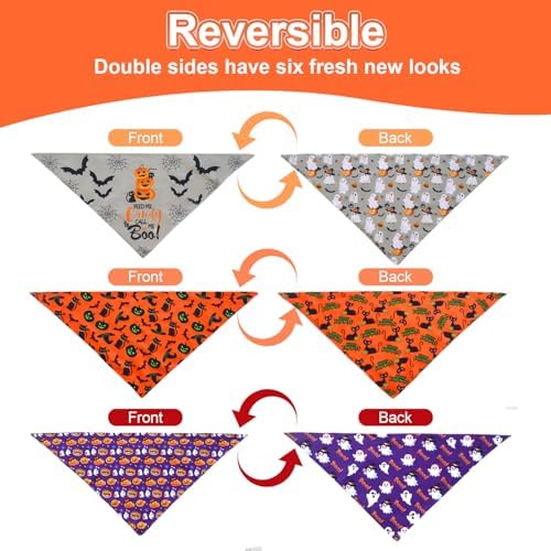 Halloween Dog Bandanas Small 3PCS, 6 Pattern Fall Scarf for Boy Girl - Image 7