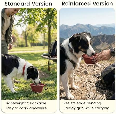 OHMO Large Collapsible Dog Bowls, Steel Rim, 27oz, 2pcs, Coral&Brick Red - Image 4