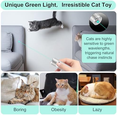 TBTeek Cat Toy, Unique Green Light, 7-in-1 Modes, 5 Fun Patterns, USB Charging, Interactive Toy for Kitten Dog Excrise(1pcs) - Image 2