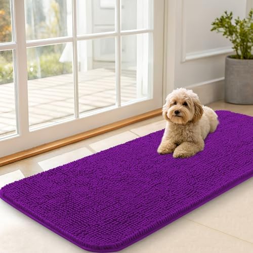 OLANLY Dog Door Mat for Muddy Paws 47x20, Super Absorbent Chenille Mud Mat by OLANLY