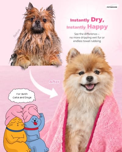 PETHROOM Pink Ultra Absorbent Pet Towel for Dog & Cat (Medium) 15.7"x31.5" - Image 3