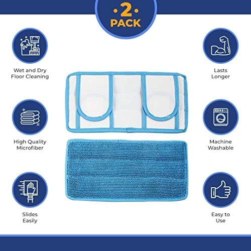 Reusable Microfiber Mop Pads | Durable Machine Washable Refills | Compatible with Swiffer Dry Mops | Flat Mop Pads for Efficient Floor Cleaning | 2 Pack - Image 4