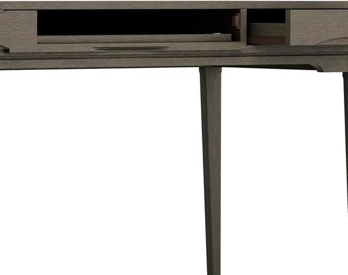 SIMPLIHOME Harper Desk - 60 Inch Wide Solid Wood Writing Desk in Farmhouse Grey, Mid-Century Modern Home Office Computer Table for Workspace or Study with 2 Drawers and Flip-Down Keyboard Tray - Image 9