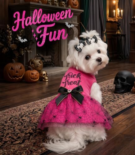 Dog Halloween Costumes Tulle Dress for Small Medium Large Dogs Girls Boys with Bow Hair Ties Spooky Halloween Pet Clothes Cat Apparel - Image 2