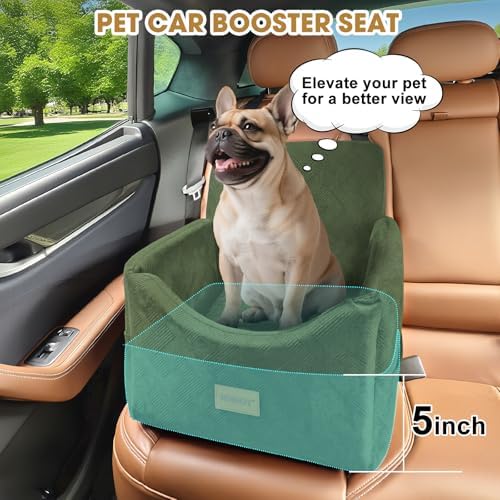 JOEJOY Dog Car Seats for Small Medium Dogs Under 35lbs, Dog Booster Seat with Detachable Washable Cover and Cushion, Memory Foam Pet Car Seat with Safety Belt and Storage Pockets (GN) - Image 4