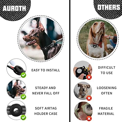 AUROTH Adjustable Air Tag Dog Collar, Nylon Animal Collar for Medium Large Dogs, 360-degree Swivel D Ring, Reflective Threads, Skin Cover Feature, Lightweight, Soft, Set-Black - Image 4