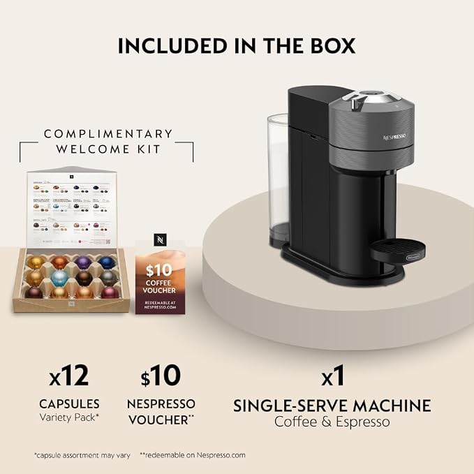 Nespresso Vertuo Next Coffee & Espresso Maker by De'Longhi | Slim, sustainable design brews 6 cup sizes topped with velvety crema, from espresso to 18 oz. Over 40 Vertuo blends. - Image 4
